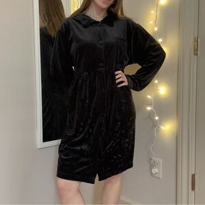 Y2K Black Velvet Long Sleeve Dress